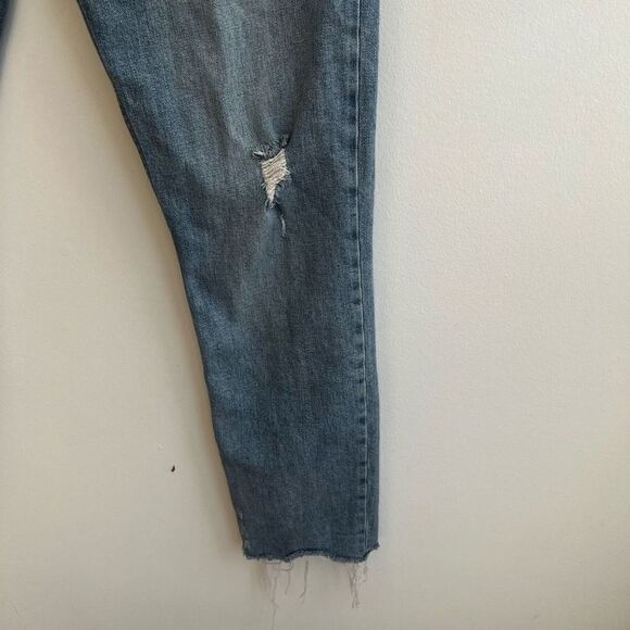 Zara Woman Lightly Distress Tapered Denim Jeans In Blue Size 4 - Picture 8 of 9